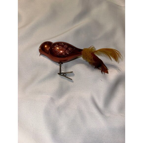 Handmade Clip-On Christmas Ornament Red-Gold Bird Vintage? Mcm - Picture 2 of 5